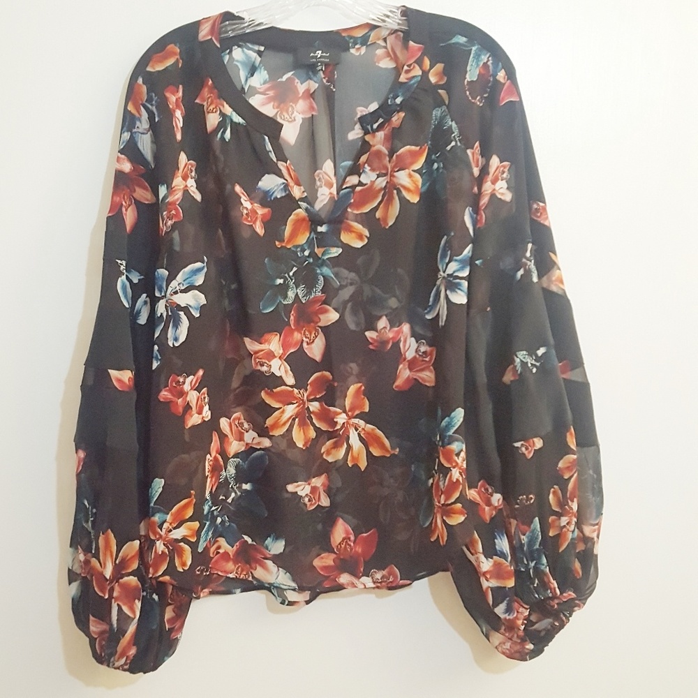 7 For All Mankind Paneled Floral Top - Picture 3 of 6